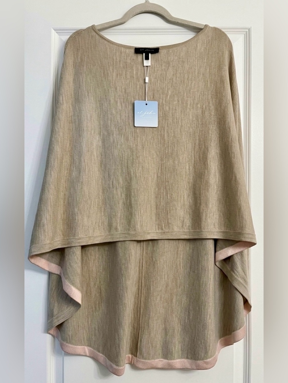 NWT St. John Stone Melange and Blush Draped Luxury Poncho Cape Women’s Size M/L